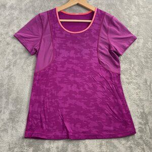 Lululemon Shirt Womens 4 Run For Days Camo Short Sleeve Regal Plum Athleisure